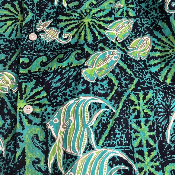 [L/XL]VTG The Reef Men's Green Tropical Print Hawaiian Shirt-JPN - Picture 2 of 4